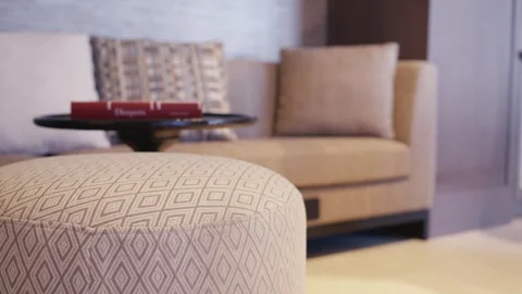 Geometric Patterned Ottoman in Contemporary Hotel Lounge 動画素材 333813732