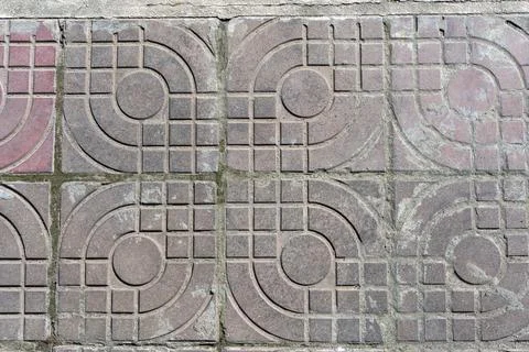 Geometric Patterned Pavement Gray Stone Tiles Outdoor Floor Texture Stock Photos