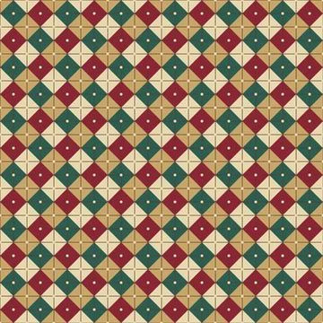 Geometric patterned tiles with red green beige and white diamond shapes for.. Stock Illustration