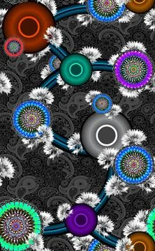 Geometric pattern.Paisley, traditional, ethnic background.Multicolor flowers. イラスト素材