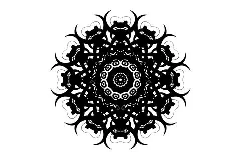 Geometric patterns and artistic details in a monochrome circular mandala Stock Illustration