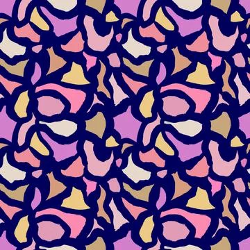 Geometric patterns on a blue background.Colorful brush strokes with jagged edges Stock Illustration
