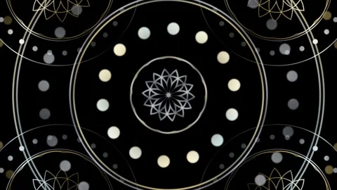 Geometric patterns with circles and lines on a black background Stock Footage 337233615
