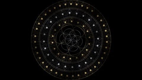 Geometric patterns with circles and lines on a black background Stock Footage 337233812