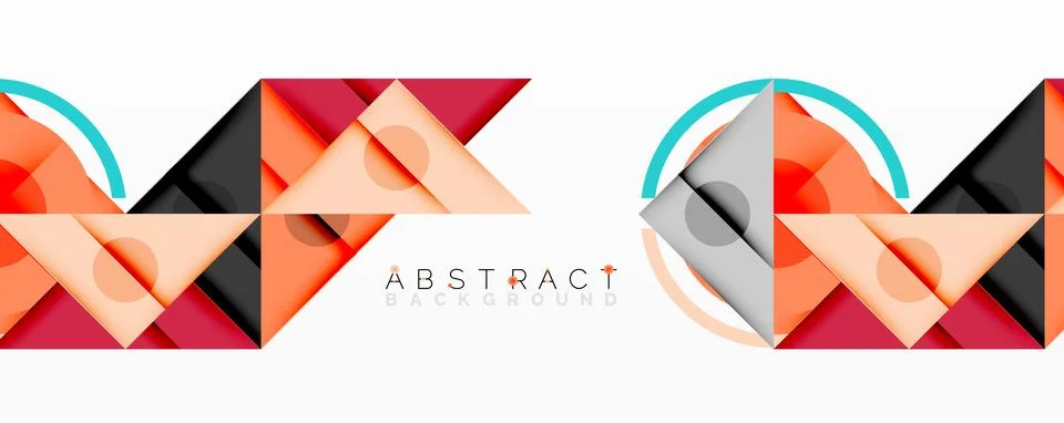 Geometric patterns create abstract composition. Orange, red, black, gray shapes Illustrazione stock