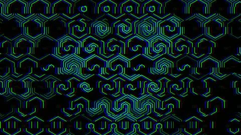 Geometric patterns form bright shapes on a dark background 스톡 일러스트