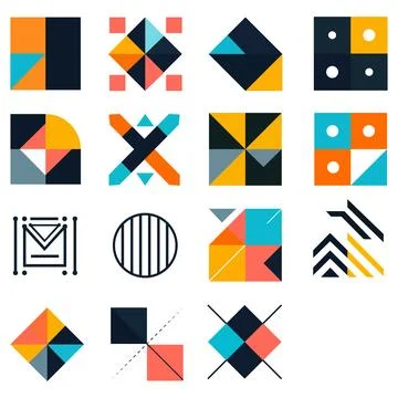 Geometric Patterns Forming Abstract Designs, Minimalist Background Stock Illustration
