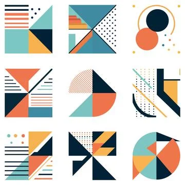 Geometric Patterns Forming Abstract Designs, Minimalist Background Stock Illustration