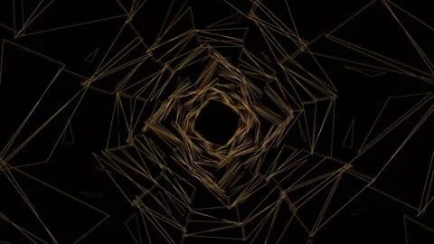 Geometric patterns forming a tunnel with black background Stock Footage 340015542