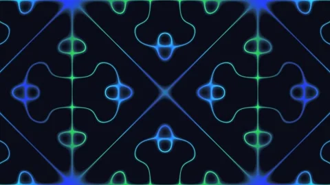 Geometric patterns with glowing lines in dark background Stock Footage 338226074