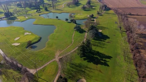 Geometric Patterns of Golf Course Fairways Aerial Top View Stock Footage 328962819