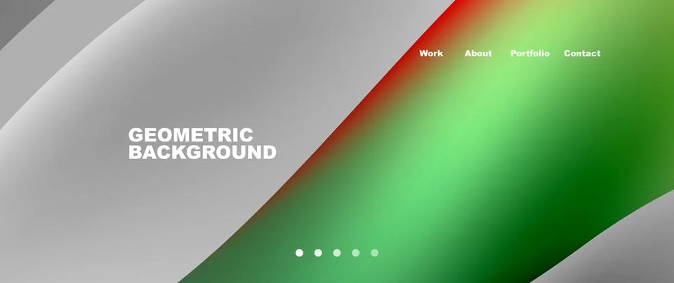 Geometric patterns in gray, green, and red gradients with triangles and circles Illustrazione stock