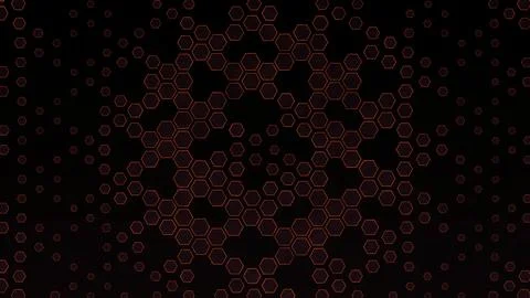 Geometric patterns with hexagons in a dark background at night Stock Illustration