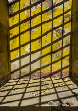 Geometric patterns made by the sun in the lighthouse of Goa Island, Nampula.. Stock Photos