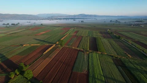 Geometric Patterns of Planted Parcels Adorning the Beautiful Field, Spring Stock Footage 275127324