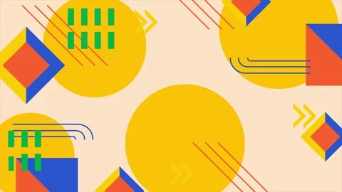 Geometric patterns with playful design elements on soft color background Stock Footage 304856991