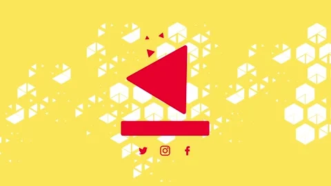 Geometric Patterns with Red Accents Highlighted on Yellow Background with H.. Vídeo Stock 341926501