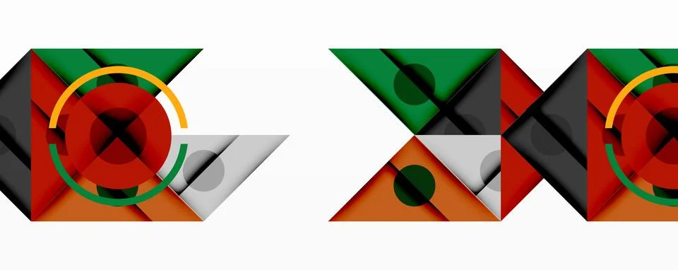 Geometric patterns repeat. Triangles, circles intersect creating abstract design イラスト素材