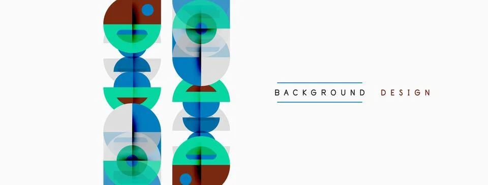Geometric patterns repeat vertically. Circles, squares, rectangles create m.. Illustration