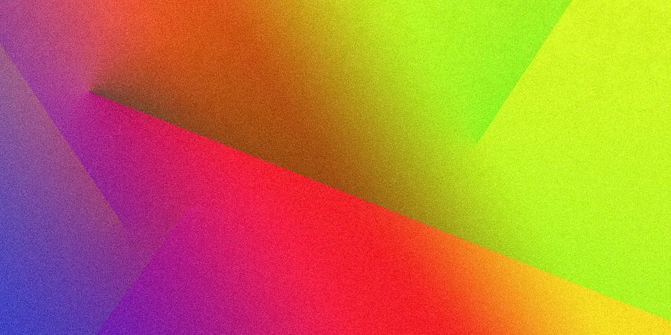 Geometric patterns set against grainy multicolored pink yellow green red or.. Stock Illustration
