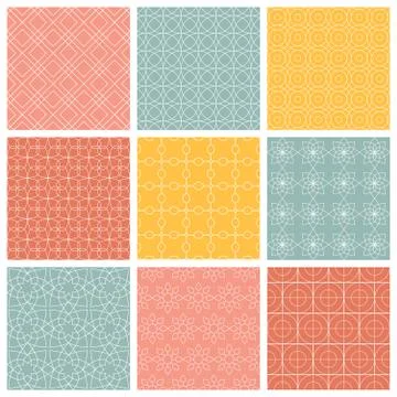 Geometric patterns  Set of vector seamless abstract vintage backgrounds Stock Illustration