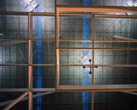 Geometric patterns in the structure under a roof Stock Photos