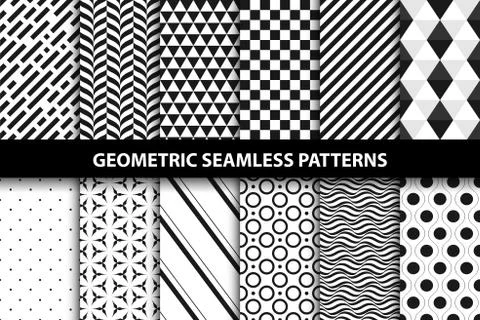 Geometric patterns - vector seamless collection. Stockillustratie