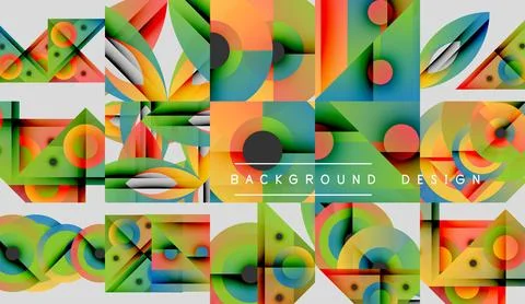 Geometric patterns, vibrant colors, modern design elements. Abstract shapes Stock Illustration