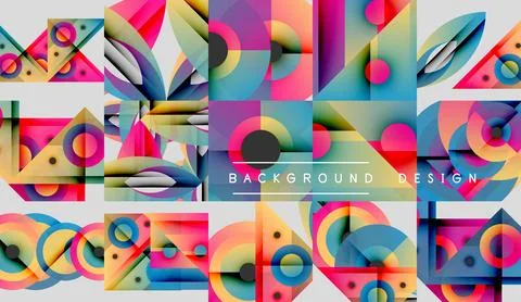Geometric patterns, vibrant colors, modern design elements. Abstract shapes Stock Illustration