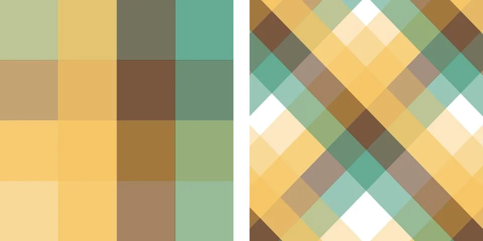 Geometric patterns with yellow, green, brown and white colors Stock Illustration