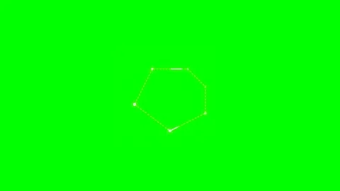 A geometric pentagon shape composed of glowing white lines on green screen Stock Footage 340902515