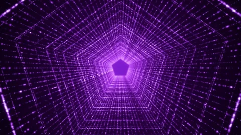 Geometric Pentagon Shape Neon Light Tunnel 4K Quality Stock Footage 278718649