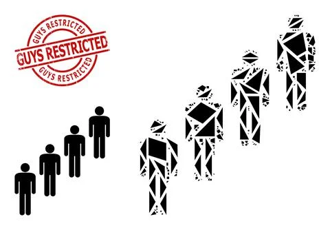 Geometric People Queue Icon Mosaic and Textured Guys Restricted Badge Illustrazione stock
