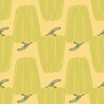 Geometric pepper hand drawn backdrop. Vintage bell pepper seamless pattern. Stock Illustration