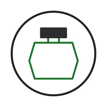 Geometric perfume bottle design within a circle showcasing an elegant minim.. Stock-Illustration