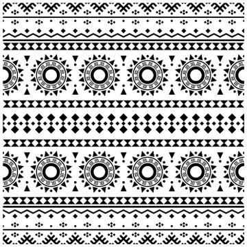 Geometric Persian ethnic Pattern background design vector in black white Stock Illustration