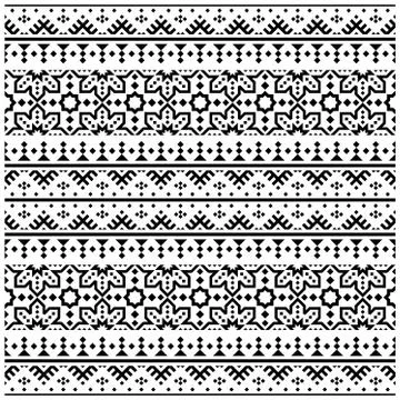 Geometric Persian ethnic Pattern background design vector in black white Stock Illustration