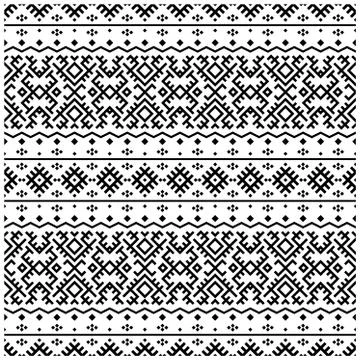 Geometric Persian ethnic Pattern background design vector in black white Stock Illustration