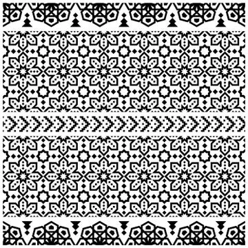 Geometric Persian ethnic Pattern background design vector in black white Stock Illustration