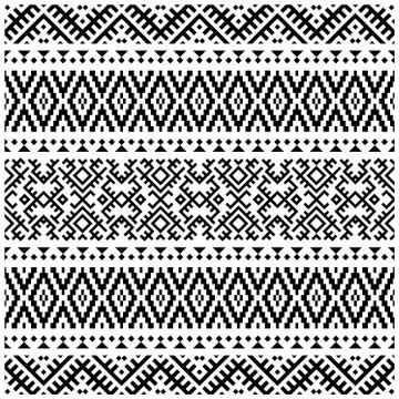 Geometric Persian ethnic Pattern background design vector in black white Stock Illustration