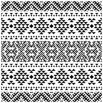 Geometric Persian ethnic Pattern background design vector in black white Stock Illustration