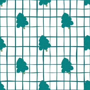 Geometric pine tree forest seamless pattern. Christmas tree background. Stock Illustration