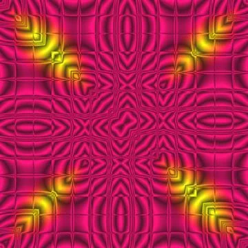 Geometric pink Cross Flower Pattern with yellow rays Illustrazione stock