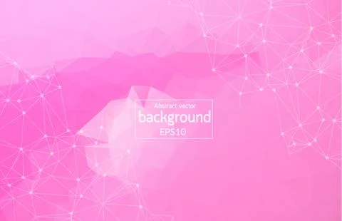 Geometric Pink Polygonal background molecule and communication. Connected lin Stock Illustration
