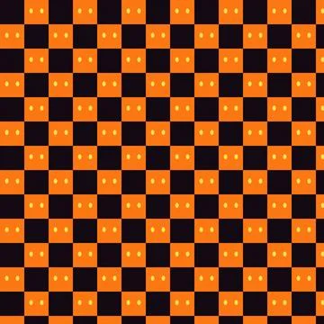 Geometric pixel art pattern with orange and black checkerboard design Stock Illustration