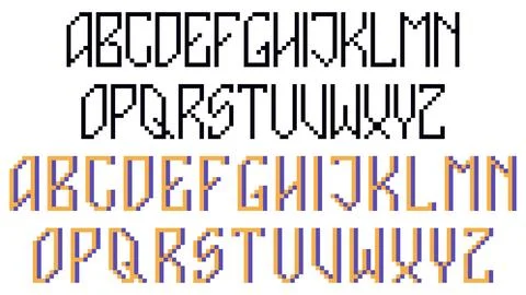 Geometric Pixel Font Set - Tall Retro Letters. Pixel Art Vector. Stock Illustration