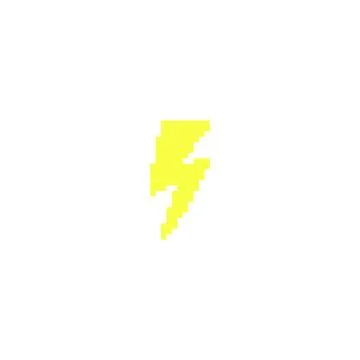 Geometric pixel lightning shape in bright yellow color, Y2K vector style. Stock Illustration