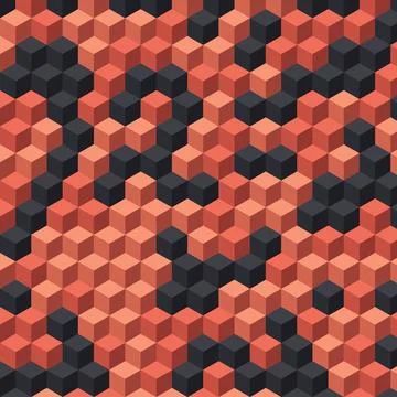 Geometric pixelated hexagon pattern abstract design with red and dark gray .. Stock Illustration