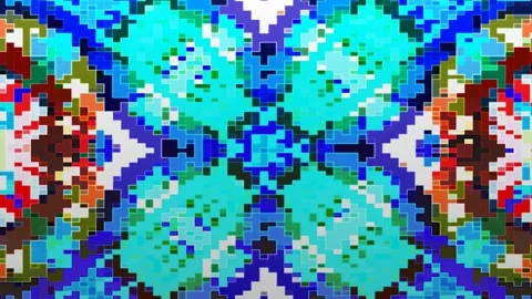 Geometric Pixelated Pattern Harmony Symmetry Motion Background Loopable Stock Footage 300064345
