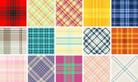 Geometric plaid and checkered patterns designed for textile and fabric use,.. 스톡 일러스트